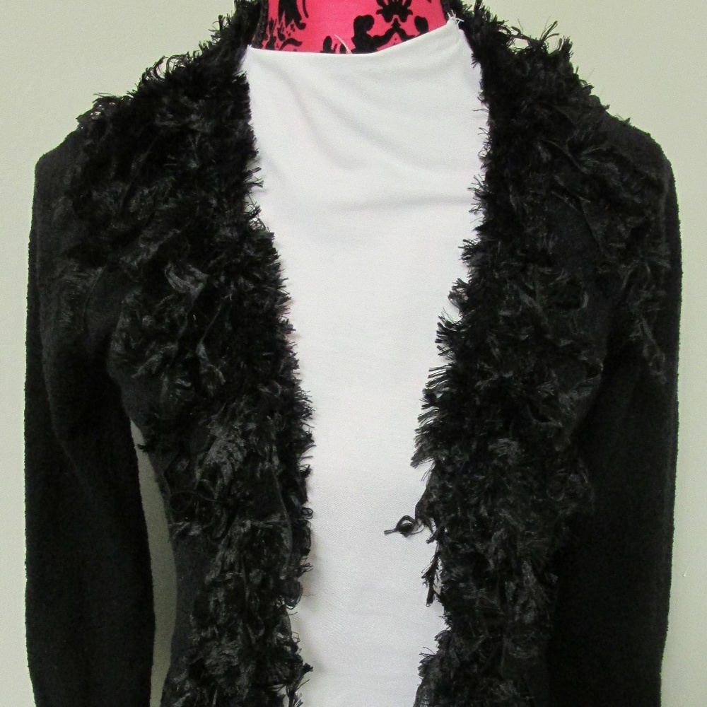 XOXO Faux Feather Cardigan Sweater Size Small